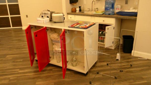 WHOLE MEETING ROOM W/ RETRACTABLE PROJECTOR SCREEN! ROLLING TABLES WITH CABINETS, 4 WALL MOUNTED CABINETS, 3 FOLDING TABLES, 2 STANDING AC's, 1 ONKYO STEREO, 1 CHAULKBOARD............
https://youtube.com/shorts/tpJsxyYJvck - Image 3 of 12