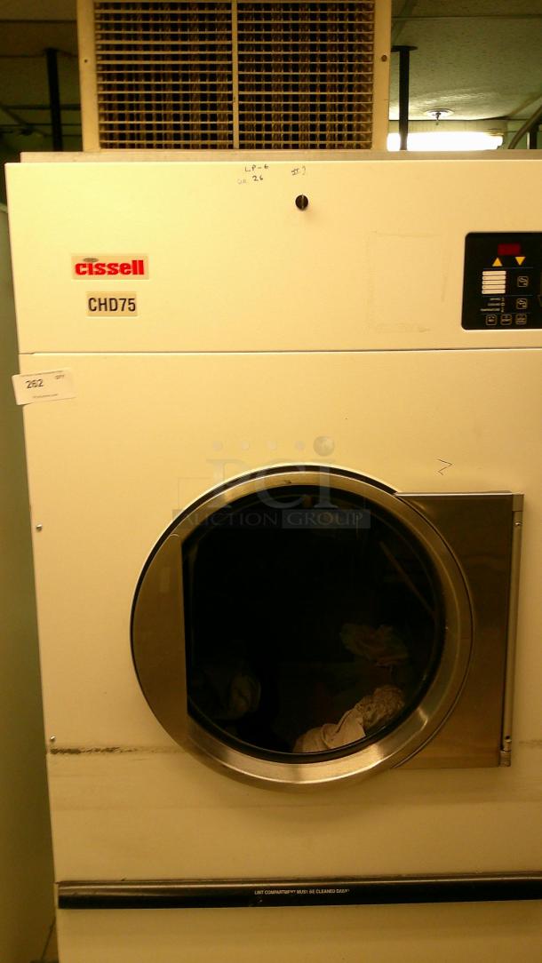 CISSELL COMMERCIAL 75LB TUMBLER DRYER!
BUYER MUST REMOVE ON PICKUP DAY. - Image 1 of 2