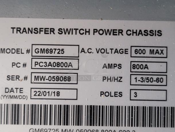 **BRAND NEW IN CRATE!** KOHLER 800 AMP 3PH-120/208V Nema 3R Automatic Transfer Switch $10,200 ORIGINAL PRICE! - Image 4 of 5