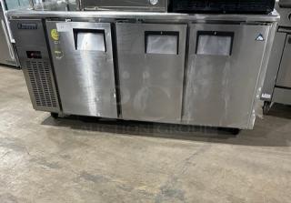 Everest Commercial Stainless Steel 3 Door Undercounter Worktop Freezer! With Poly Coated Wire Rack! Model: ETF3 SN: BTF313070014! 115V 1 Phase! On Casters!