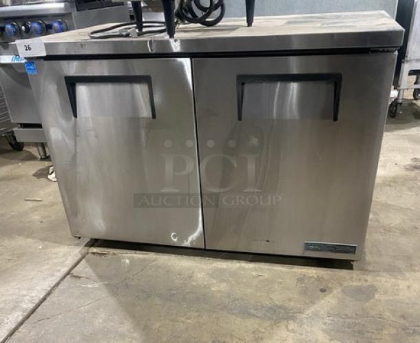 True Commercial Stainless Steel 2 Door Undercounter Worktop Refrigerator! Energy Star Certified! With Poly Coated Wire Racks! Model: TUC-48-LP-HC SN: 9029640! 115V 1 Phase! On Casters! - Image 1 of 7