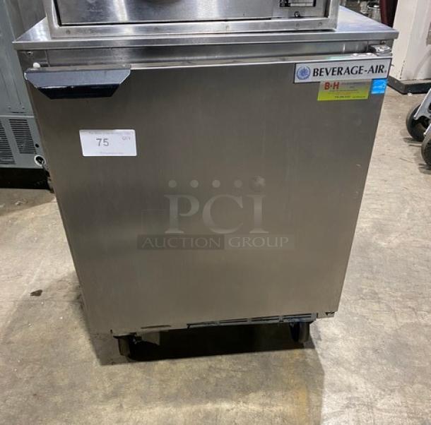 Beverage-Air Commercial Stainless Steel Single Door Undercounter Worktop Refrigerator! Energy Star Certified! With Poly Coated Wire Rack! Model: UCR27A-C SN: 13809512! 115V 1 Phase! On Casters! - Image 1 of 7