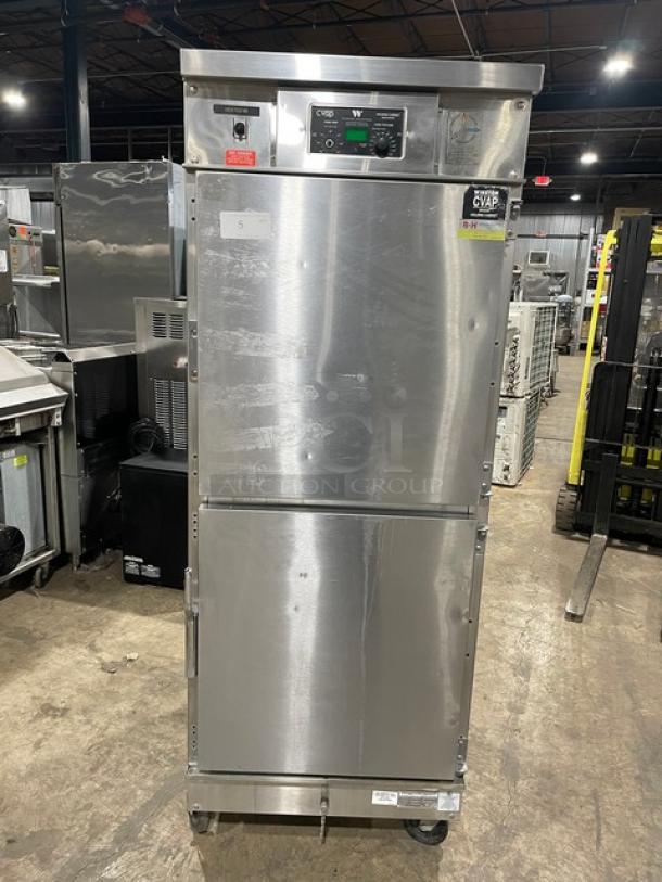 Winston Industries Cvap 4000A-Series Commercial Stainless Steel Electric Powered Half Door Heated Holding Cabinet! With Pass-Through Doors! With Built In Pan Holding Racks! Model: HA4522GE SN: 20010919-011! 120V 1 Phase! On Casters! - Image 1 of 10