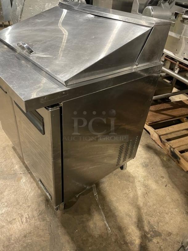 Blue Air Commercial Stainless Steel 2 Door Refrigerated Bain Marie Style Mega Top Salad/Sandwich Prep Table! With Poly Coated Wire Rack! Model: BLMT36 SN: BT01A94K700014! 115V 1 Phase! On Casters! - Image 2 of 9