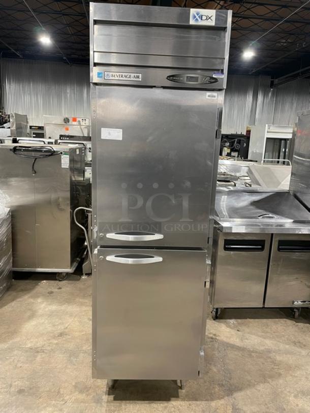 Beverage-Air Prestige Plus Series Commercial Stainless Steel Solid Half Door Reach In Refrigerator! Energy Star Certified! With Poly Coated Wire Rack & Built In Pan Holding Rack! Model: PR1-1AHS-XDX SN: 29309.12403! 115V 1 Phase! On Legs! - Image 1 of 11