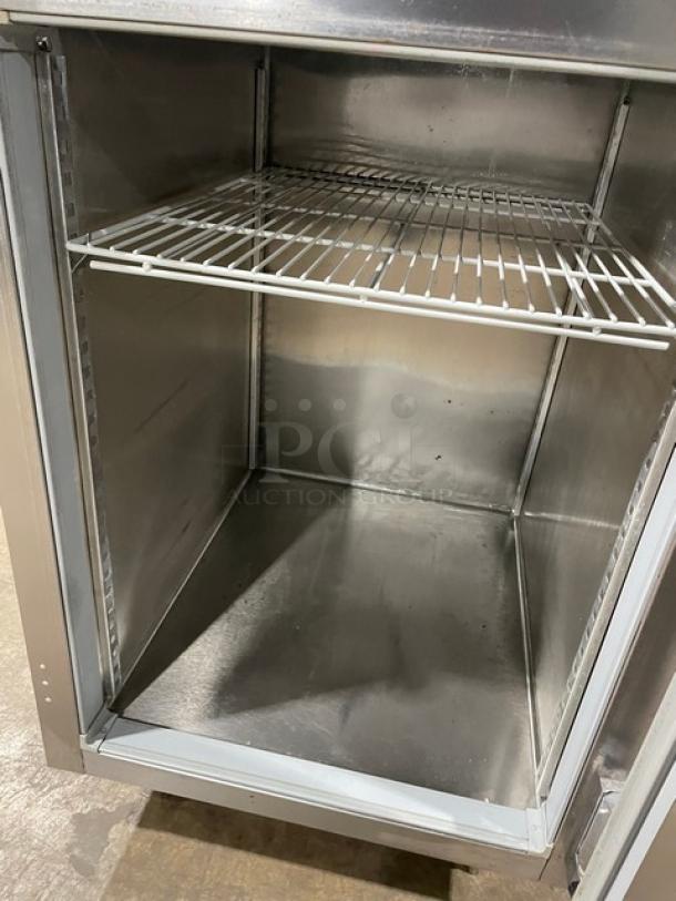 Beverage-Air Prestige Plus Series Commercial Stainless Steel Solid Half Door Reach In Refrigerator! Energy Star Certified! With Poly Coated Wire Rack & Built In Pan Holding Rack! Model: PR1-1AHS-XDX SN: 29309.12403! 115V 1 Phase! On Legs! - Image 6 of 11