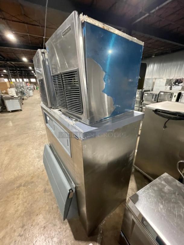 Hoshizaki Commercial Stainless Steel Double Flake-Style Ice Machine Heads! Model: F-1001MAJ/F-1001MWH SN: E00292F/C01284E! 115V/208-230V 1 Phase! On Follett Commercial Stainless Steel Full-Size Ice Bin! With Upper Sliding Doors & Heavy-Duty Power Hinge Lift-Up Style SmartGATE! - Image 2 of 10