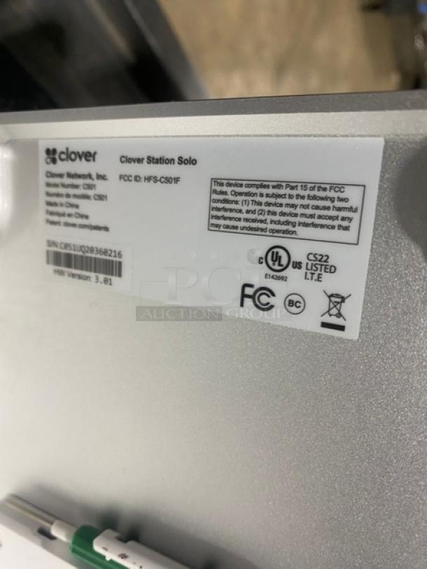 Clover Commercial White Countertop Touch Screen POS System! With Clover Receipt Printer & Cash Drawer! SN: C0S1UQ20360216! All One Money! - Image 9 of 10
