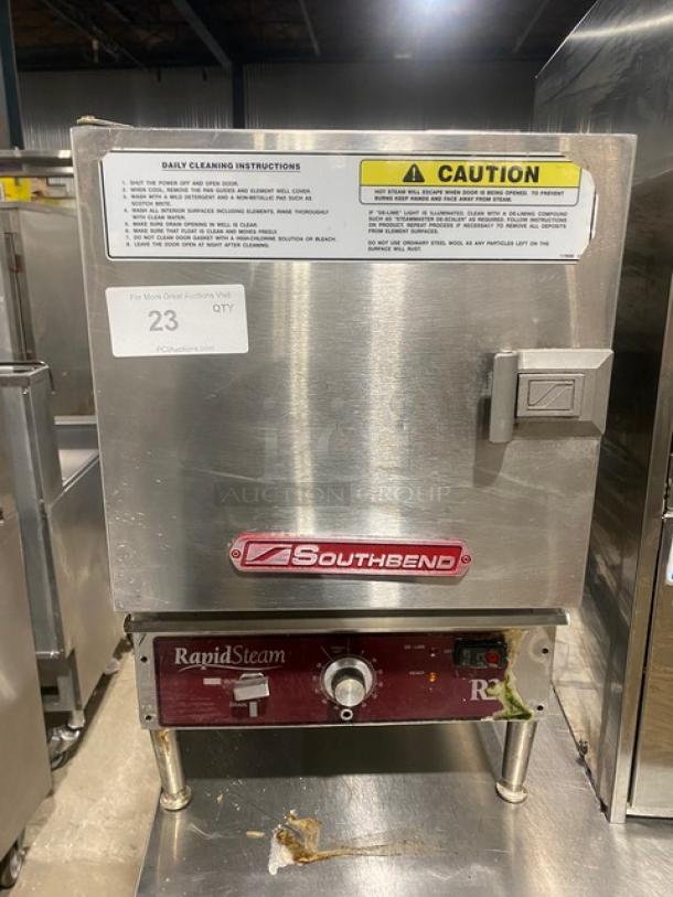 Southbend RapidSteam Series Commercial Stainless Steel Electric Powered Countertop Convection Steamer! With Built-In Pan Holding Rack! Model: R2 SN: 08G72562-2! 208V 1 Phase! On Legs! - Image 1 of 8
