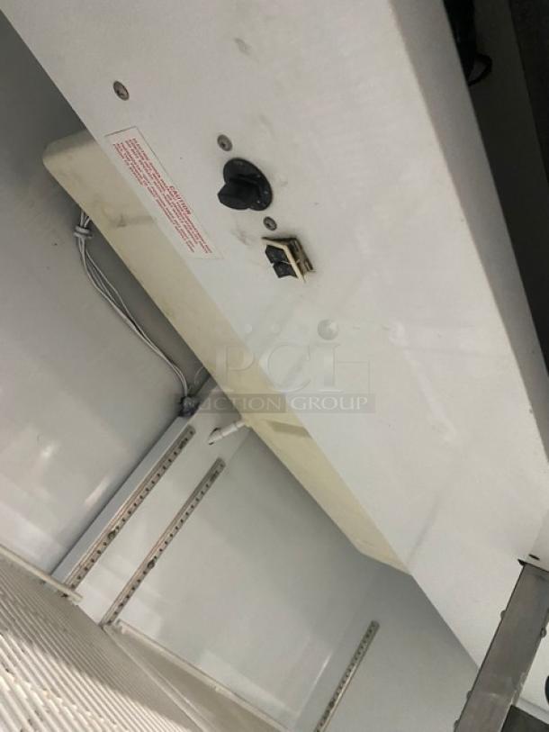 Beverage-Air Commercial White Double Glass Swing Door Reach In Merchandiser Refrigerator! With Poly Coated Wire Racks! Model: MT49-W SN: 6850056! 115V 1 Phase! - Image 7 of 9