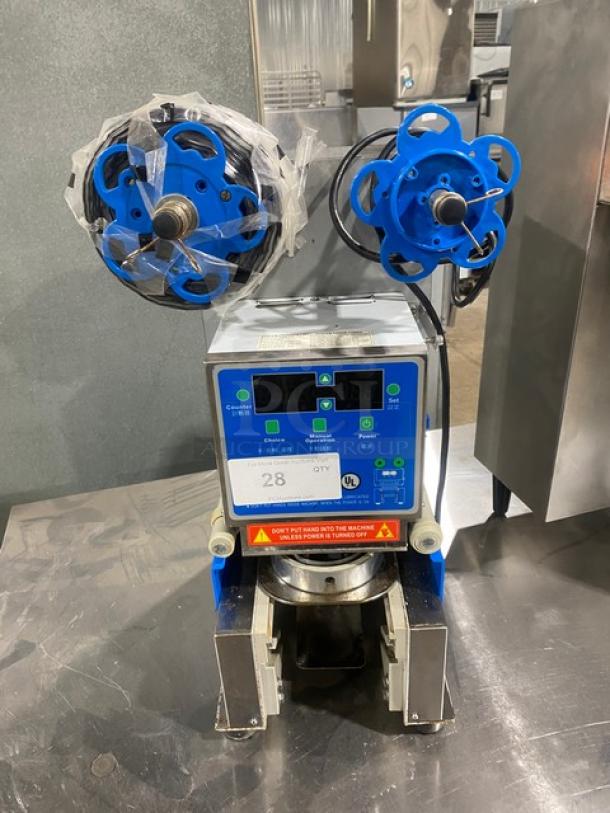 Y-Fang Commercial Stainless Steel Electric Powered Countertop Automatic Cup Sealing Machine! - Image 1 of 8