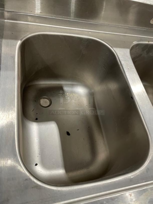 Krowne Commercial Stainless Steel 3 Compartment Underbar Sink! With Left & Right Side Drainboards! With Back Splash! Model: 18-53C SN: 10030006010! On Legs! - Image 8 of 9