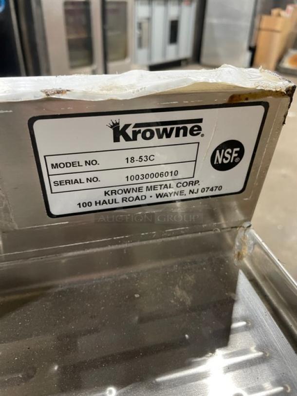 Krowne Commercial Stainless Steel 3 Compartment Underbar Sink! With Left & Right Side Drainboards! With Back Splash! Model: 18-53C SN: 10030006010! On Legs! - Image 9 of 9