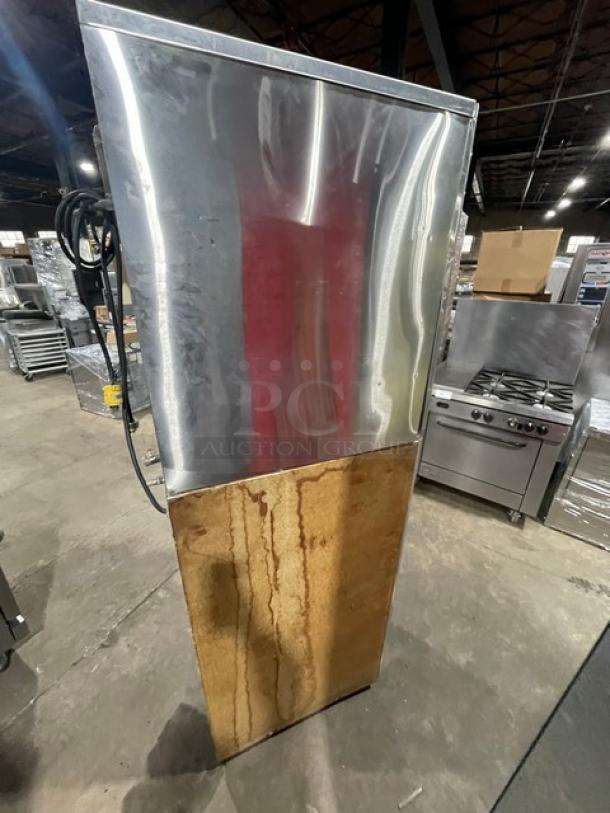 Hoshizaki Commercial Stainless Steel Modular Cresent Cuber Ice Machine Head! Model: KM-500MWH SN: Q03845E! 115-120V 1 Phase! With Hoshizaki Commercial Stainless Steel Ice Dispensing Bin Underneath! Model: DB-130H SN: Q52291G! 115V 1 Phase! On Legs! - Image 4 of 10