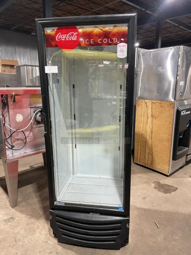 Imbera Coca'Cola Style Commercial Black Single Glass Swing Door Reach In Merchandiser Refrigerator! Energy Star Certified! With Poly Coated Wire Rack! Model: G319 C02 SN: 111161212850! 115V 1 Phase! - Image 1 of 8