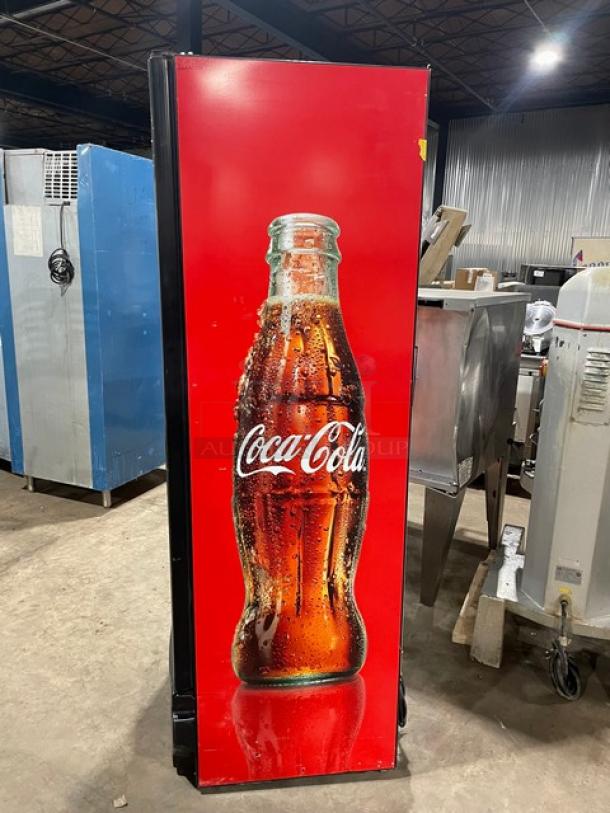 Imbera Coca'Cola Style Commercial Black Single Glass Swing Door Reach In Merchandiser Refrigerator! Energy Star Certified! With Poly Coated Wire Rack! Model: G319 C02 SN: 111161212850! 115V 1 Phase! - Image 2 of 8