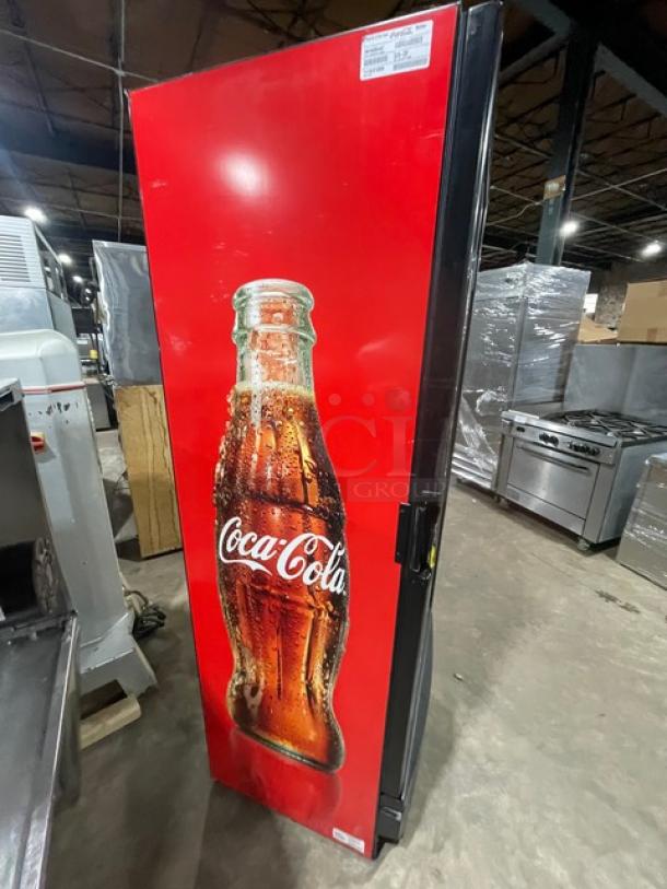 Imbera Coca'Cola Style Commercial Black Single Glass Swing Door Reach In Merchandiser Refrigerator! Energy Star Certified! With Poly Coated Wire Rack! Model: G319 C02 SN: 111161212850! 115V 1 Phase! - Image 4 of 8