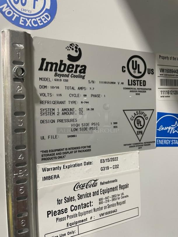 Imbera Coca'Cola Style Commercial Black Single Glass Swing Door Reach In Merchandiser Refrigerator! Energy Star Certified! With Poly Coated Wire Rack! Model: G319 C02 SN: 111161212850! 115V 1 Phase! - Image 7 of 8