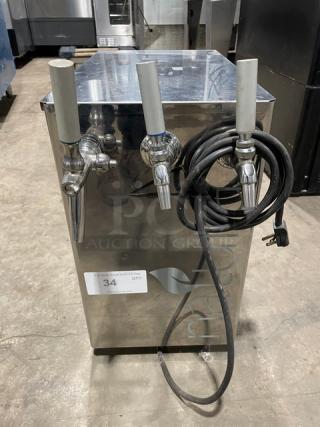 Natura Commercial Stainless Steel Electric Powered Countertop Refrigerated Water Dispenser! With 3 Tap Faucets! Model: NWSB3 REF SN: 1433001014! 115V! On Legs!