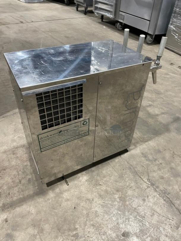 Natura Commercial Stainless Steel Electric Powered Countertop Refrigerated Water Dispenser! With 3 Tap Faucets! Model: NWSB3 REF SN: 1433001014! 115V! On Legs! - Image 4 of 7