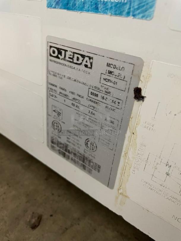 Ojeda Commercial White Chest Freezer! With Poly Coated Wire Basket! Model: NCFH-51 SN: 000816-3664Z! 120V 1 Phase! On Casters! - Image 5 of 7