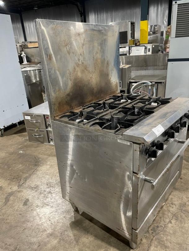 Venancio! 2021 Late Model! Commercial Stainless Steel Natural Gas Powered6 Burner Range/Oven Combo! With Back Splash! With Wired Oven Rack! Model: RCPRO36G-ST SN: 2572612109280373! On Legs! - Image 2 of 10