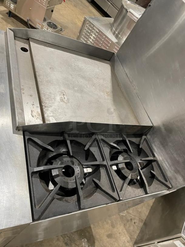Therma-Tek Commercial Stainless Steel Natural Gas Powered Flat Griddle/2 Burner Split Top Range/Oven Combo! With Back Splash! Model: TMDS36-24G-2-1N SN: 11K02659C! On Legs! - Image 5 of 10