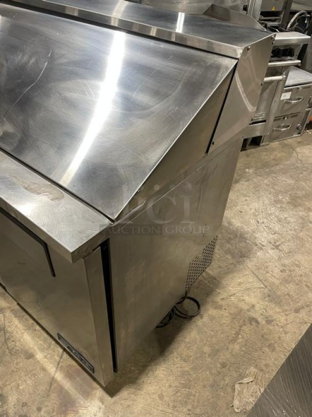 True Commercial Stainless Steel 3 Door Refrigerated Bain Marie Style Mega Top Salad/Sandwich Prep Table! With Poly Coated Wire Racks! Model: TSSU-72-18 SN: 1-4477571! 115V 1 Phase! On Casters! - Image 2 of 9