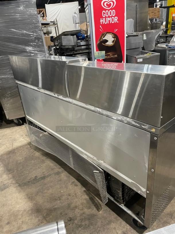 True Commercial Stainless Steel 3 Door Refrigerated Bain Marie Style Mega Top Salad/Sandwich Prep Table! With Poly Coated Wire Racks! Model: TSSU-72-18 SN: 1-4477571! 115V 1 Phase! On Casters! - Image 3 of 9