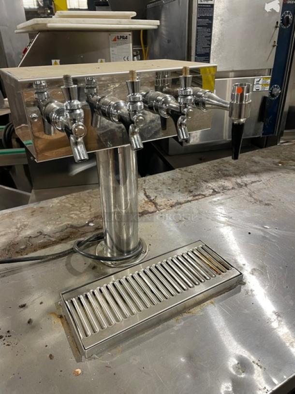 True Commercial Black 3 Door Refrigerated Kegerator! With Single-Tower Quadruple Tap! With Stainless Steel Worktop! Model: TBB-4 SN: 7528133! 115V 1 Phase! - Image 5 of 9