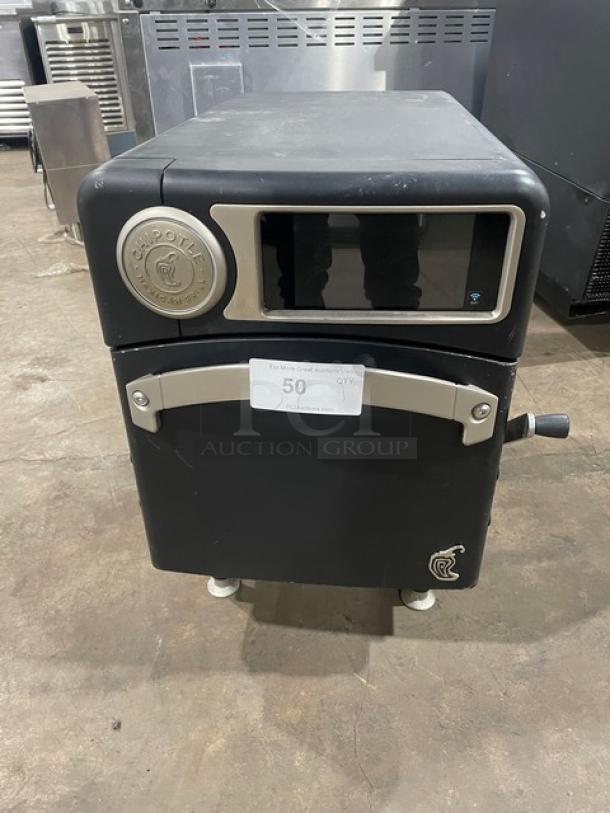 WOW! Like New! TurboChef! 2021 Late Model! Chipotle Style Commercial Electric Powered Countertop Ventless Rapid Cook Turbo Oven! Cook Press Edition! With Crank Bar! Model: NGO SN: NGOTD43642! 208/240V 1 Phase! On Legs! - Image 1 of 9