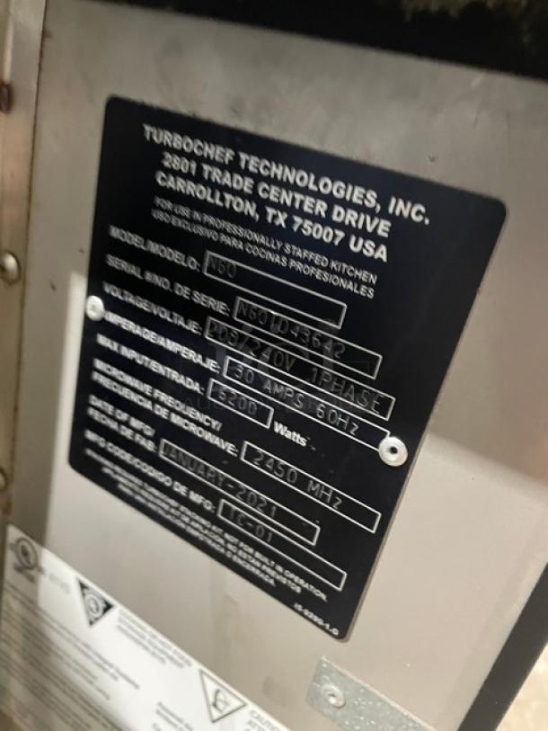 WOW! Like New! TurboChef! 2021 Late Model! Chipotle Style Commercial Electric Powered Countertop Ventless Rapid Cook Turbo Oven! Cook Press Edition! With Crank Bar! Model: NGO SN: NGOTD43642! 208/240V 1 Phase! On Legs! - Image 5 of 9