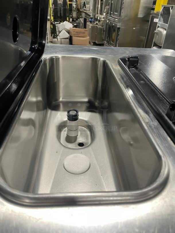 Taylor Commercial Stainless Steel Electric Powered Dual Flavor/Twist Soft Serve Ice Cream/Frozen Yogurt Machine! With 2 Hoppers & 3 Dispensers! With Drip Tray! Model: C723-33 SN: M2018027! 208-230V 3 Phase! On Single Shelf Equipment Cart With Casters! - Image 7 of 9