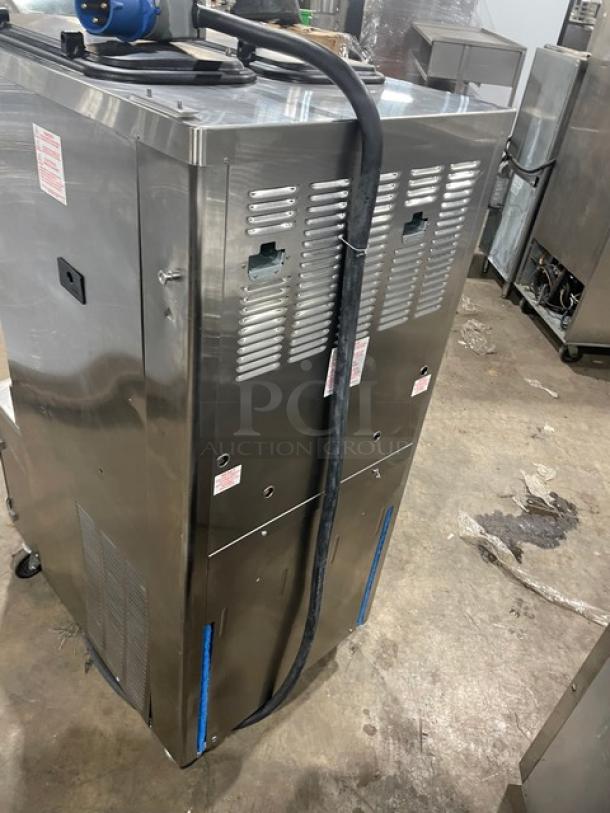 Taylor Commercial Stainless Steel Electric Powered  Combination Shake/Soft Serve Ice Cream/Frozen Yogurt Machine! With Enclosed Syrup Cabinet Base! With Drip Tray & Built-In Utensil Organizer! Model: C602-33 SN: M2064790! 208-230V 3 Phase! On Casters! - Image 3 of 12