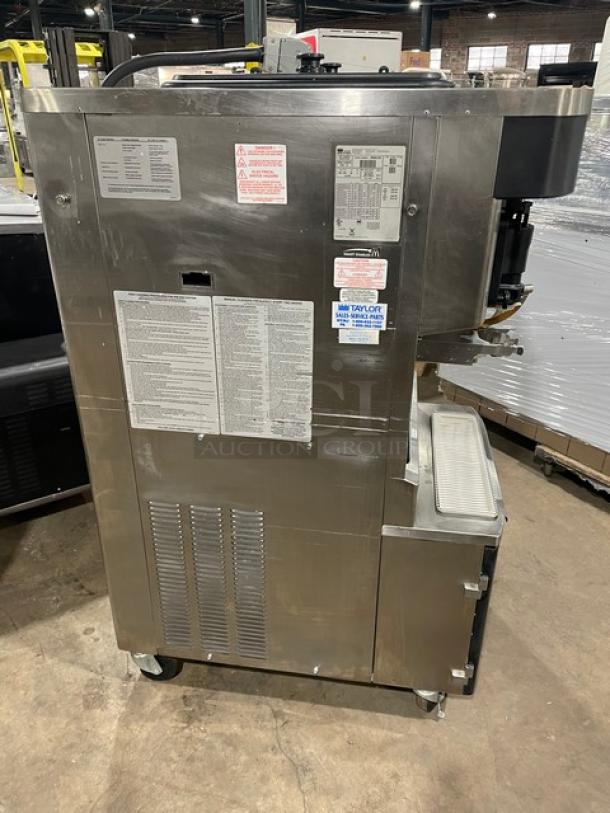 Taylor Commercial Stainless Steel Electric Powered  Combination Shake/Soft Serve Ice Cream/Frozen Yogurt Machine! With Enclosed Syrup Cabinet Base! With Drip Tray & Built-In Utensil Organizer! Model: C602-33 SN: M2064790! 208-230V 3 Phase! On Casters! - Image 4 of 12