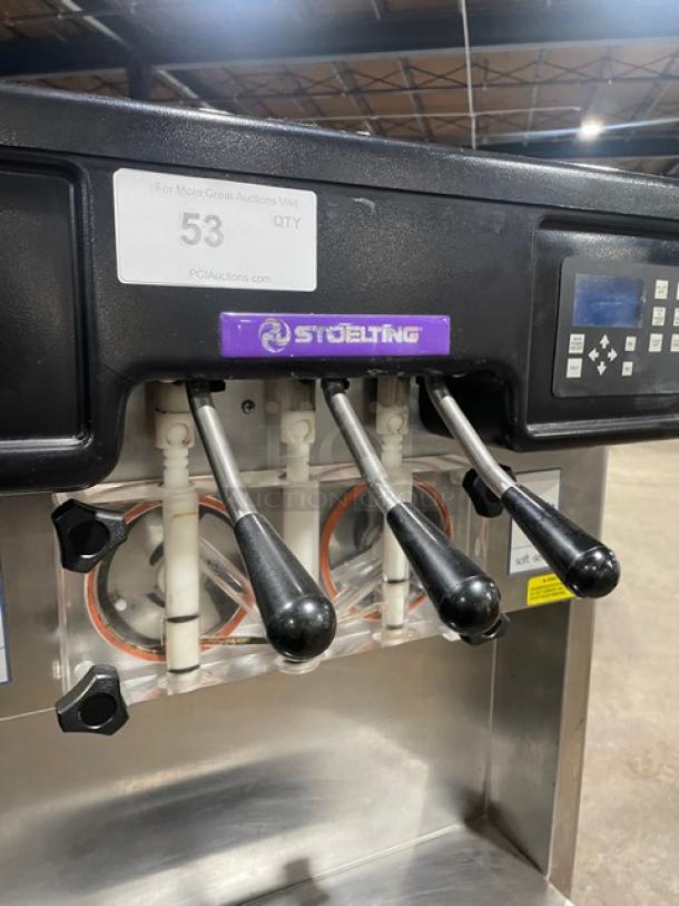 SWEET! Stoelting By Vollrath! Late Model! Commercial Stainless Steel Floor Style Dual Soft Serve Ice Cream/Frozen Yogurt Machine! With 2 Hoppers & 3 Flavor Dispensers! Model: F231-38I2-2XGC SN: 6220908N! 208-240V 1 Phase! On Casters! Working When Removed! - Image 5 of 10