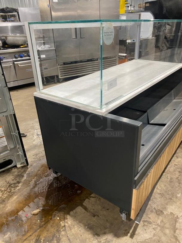 Structural Concepts Starbucks Style Commercial Black Refrigerated Open Grab-N-Go Merchandiser Display Case! With Enclosed Top Glass Merchandiser Showcase! Model: SBZ6652DR! 220V 1 Phase! On Legs! - Image 3 of 9