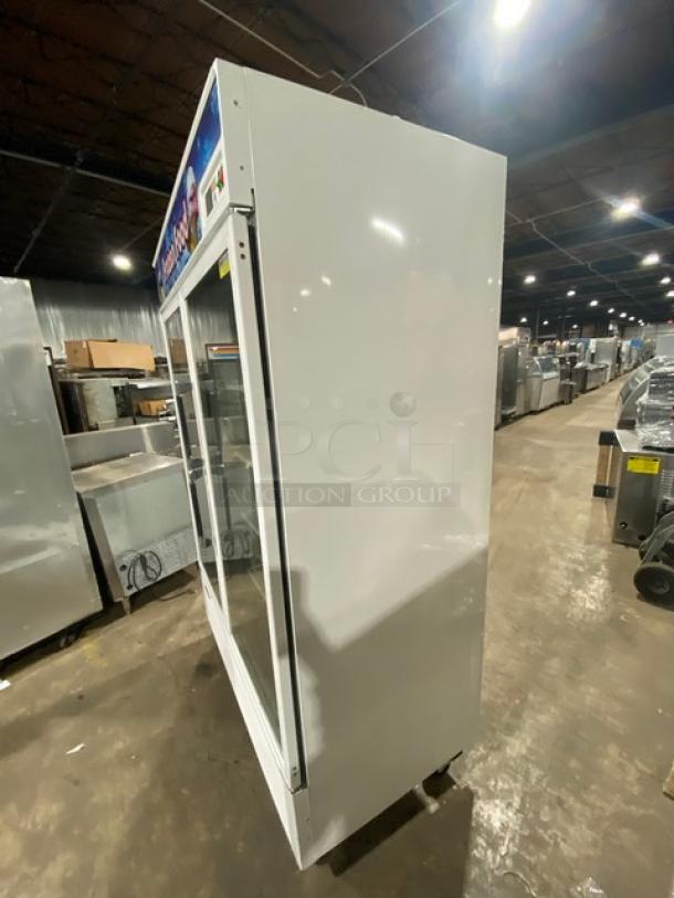 Turbo Air Frozen Food Style Commercial White Double Glass Swing Door Reach In Merchandiser Freezer! With Poly Coated Wire Racks! Model: TGF-49F SN: GF49205041! 110-120/220-240V! On Casters! - Image 2 of 9