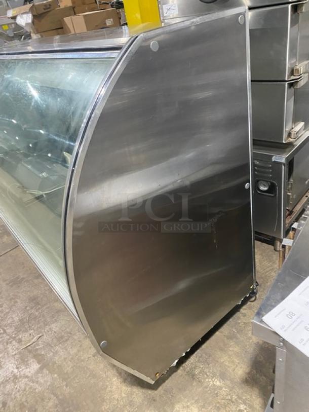 Leader Commercial Stainless Steel Curved Glass Refrigerated 96" Deli Merchandiser Display Case! With Rear Access Double Sliding Glass Doors! With Overstock Storage Compartment! Model: NRHD96R SN: PU10S0701J! 115V 1 Phase! - Image 3 of 8
