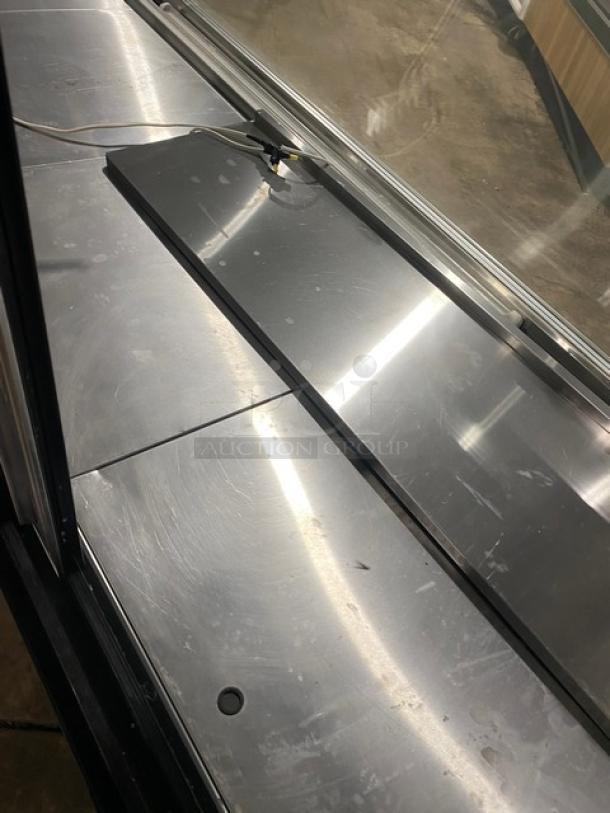 Leader Commercial Stainless Steel Curved Glass Refrigerated 96" Deli Merchandiser Display Case! With Rear Access Double Sliding Glass Doors! With Overstock Storage Compartment! Model: NRHD96R SN: PU10S0701J! 115V 1 Phase! - Image 6 of 8
