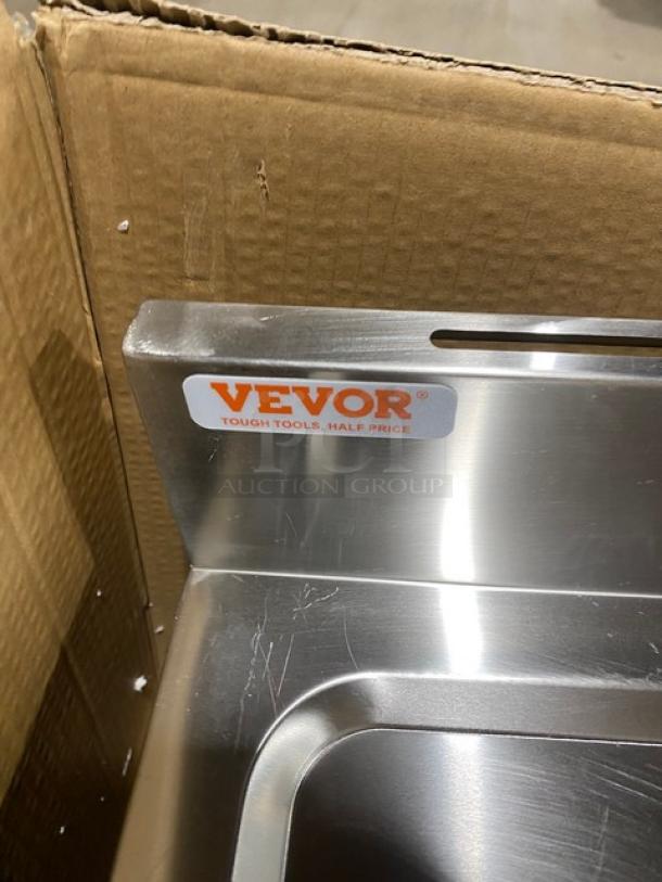 NEW! IN THE BOX! Vevor Commercial Stainless Steel Free-Standing Indoor/Outdoor Single Compartment Multi-Function Utility Sink! With Goose Neck Hot/Cold Faucet & Basket Drain! With Left Side Prep Area! With Back Splash & 5-Slot Knife Holder! With Open Storge Undershelf! Model: S3-2! On Legs! - Image 6 of 7