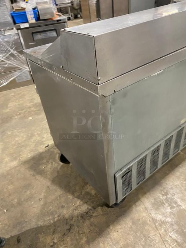 Beverage-Air Commercial Stainless Steel 2 Door Refrigerated Bain Marie Style Mega Top Salad/Sandwich Prep Table! Model: SP48-12! 115V 1 Phase! On Casters! - Image 4 of 9