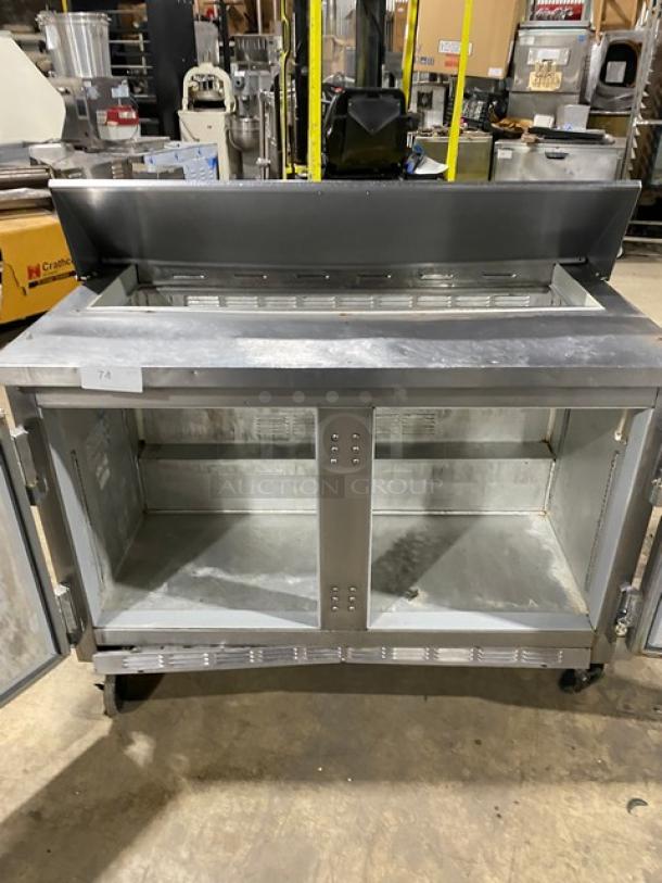 Beverage-Air Commercial Stainless Steel 2 Door Refrigerated Bain Marie Style Mega Top Salad/Sandwich Prep Table! Model: SP48-12! 115V 1 Phase! On Casters! - Image 5 of 9