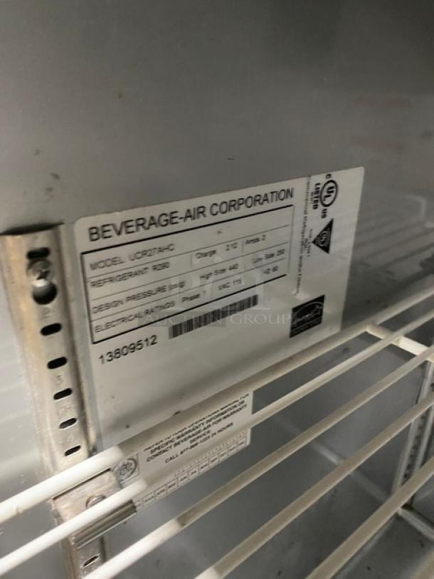 Beverage-Air Commercial Stainless Steel Single Door Undercounter Worktop Refrigerator! Energy Star Certified! With Poly Coated Wire Rack! Model: UCR27A-C SN: 13809512! 115V 1 Phase! On Casters! - Image 6 of 7