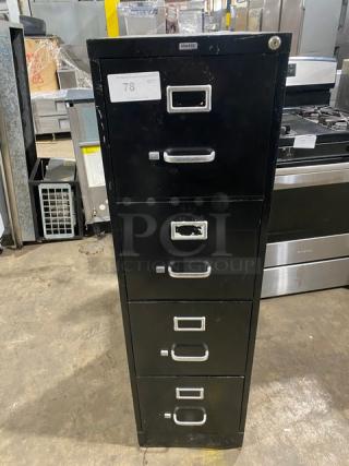 Staples Commercial Black Coated Free Standing 4-Drawer Filing Cabinet! With Retractable Pull-Out Drawers!