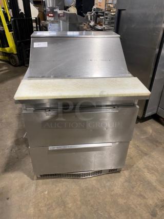 Randell Commercial Stainless Steel 2 Drawer Refrigerated Bain Marie Style Mega Top Salad/Sandwich Prep Table! With Cutting Board! Model: 9412-32D-7 SN: T11414-3! 115V 1 Phase!