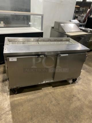 Beverage-Air Commercial Stainless Steel 2 Door Refrigerated Mega Top Salad/Sandwich Prep Table! Model: SP60-16! 115V 1 Phase! On Casters!