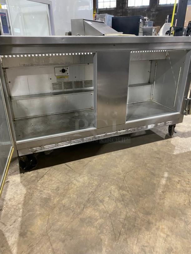 Beverage-Air Commercial Stainless Steel 2 Door Refrigerated Mega Top Salad/Sandwich Prep Table! Model: SP60-16! 115V 1 Phase! On Casters! - Image 6 of 9