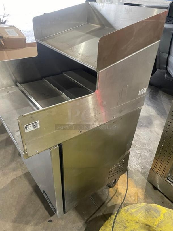 True Commercial Stainless Steel Single Door Refrigerated Bain Marie Style Mega Top Salad/Sandwich Prep Table! With Back & Side Splash! With Poly Coated Wire Rack! Model: TSSU-27-12M-B SN: 7286673! 115V 1 Phase! On Casters! - Image 2 of 9