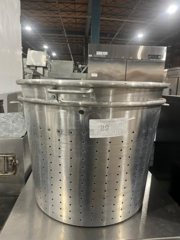 Lot Of Commercial Stainless Steel Perforated Steamer Basket/Pot! With Handles! All One Money! - Image 1 of 4